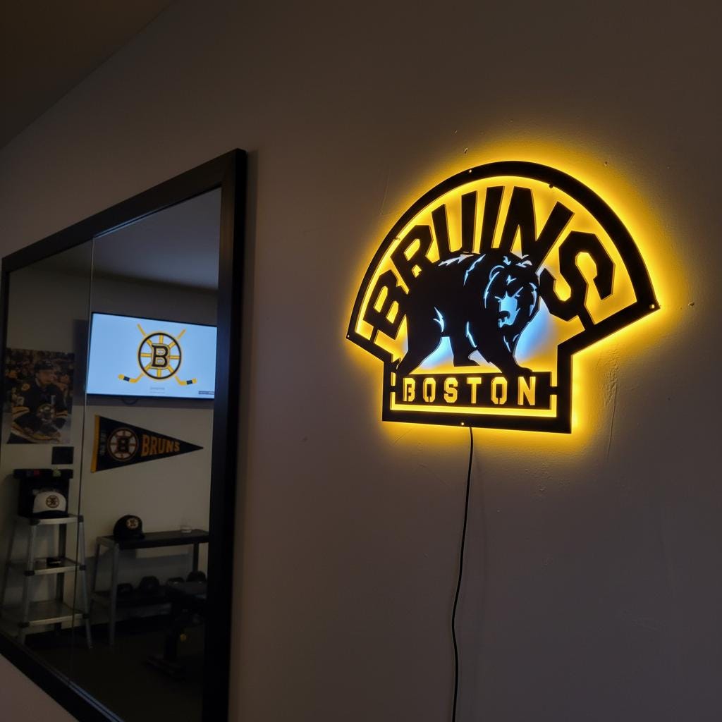 Boston Bruins Wall Art - Official Team Logo Hockey Decor Game Room Gift