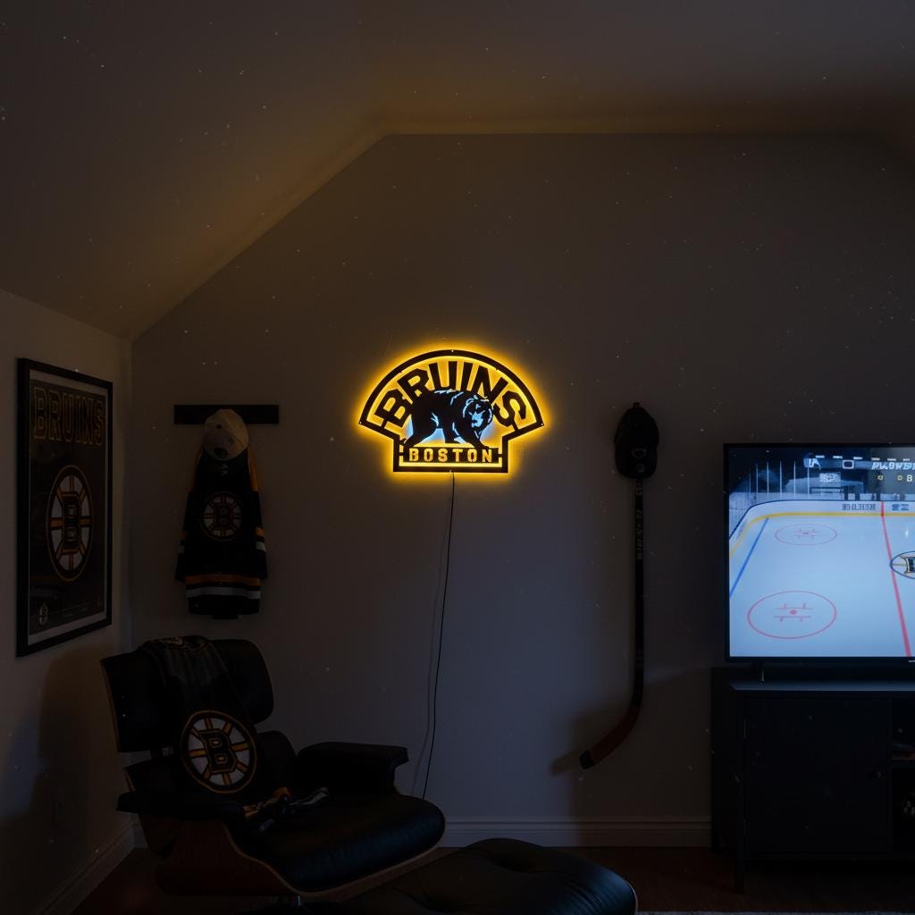 Boston Bruins Wall Art - Official Team Logo Hockey Decor Game Room Gift