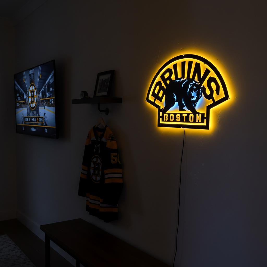 Boston Bruins Wall Art - Official Team Logo Hockey Decor Game Room Gift
