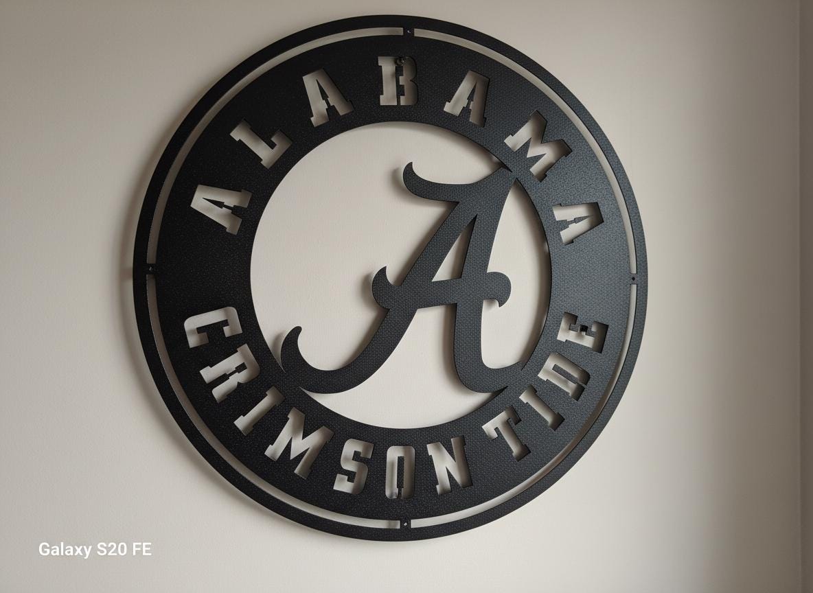 Alabama Crimson Tide Wall Art - College Football Logo Game Room Decor