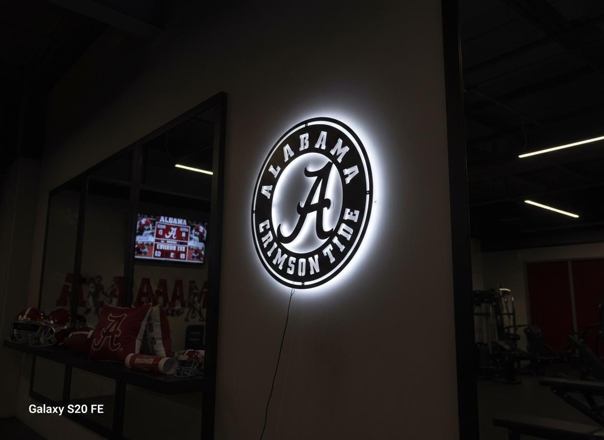 Alabama Crimson Tide Wall Art - College Football Logo Game Room Decor