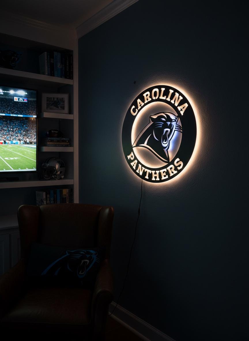 Carolina Panthers Wall Art - NFL Team Logo Decor - Game Room Man Cave Gift