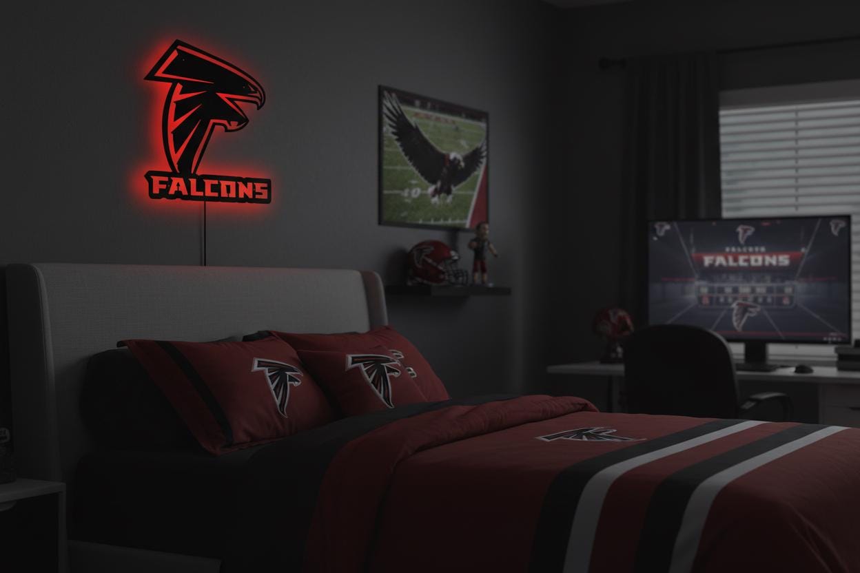 Atlanta Falcons Wall Art - NFL Team Logo Football Man Cave Decor Gift