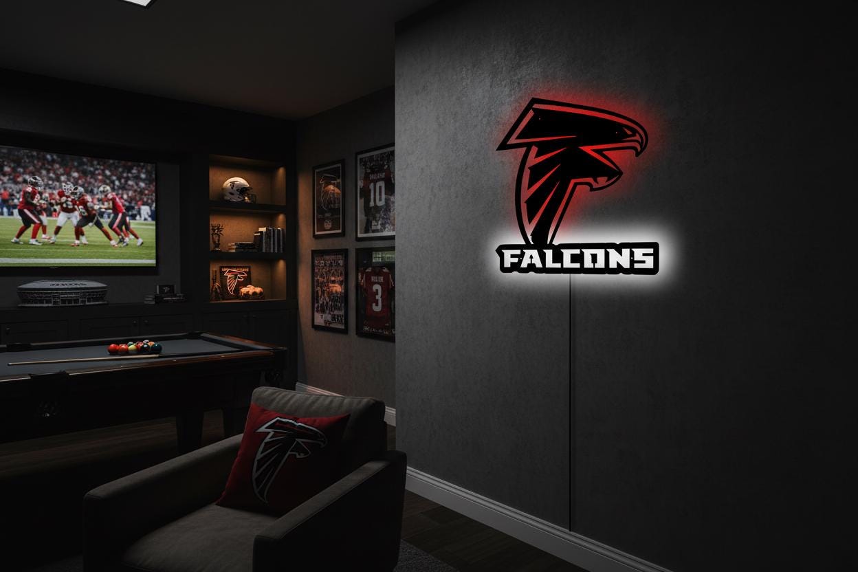 Atlanta Falcons Wall Art - NFL Team Logo Football Man Cave Decor Gift