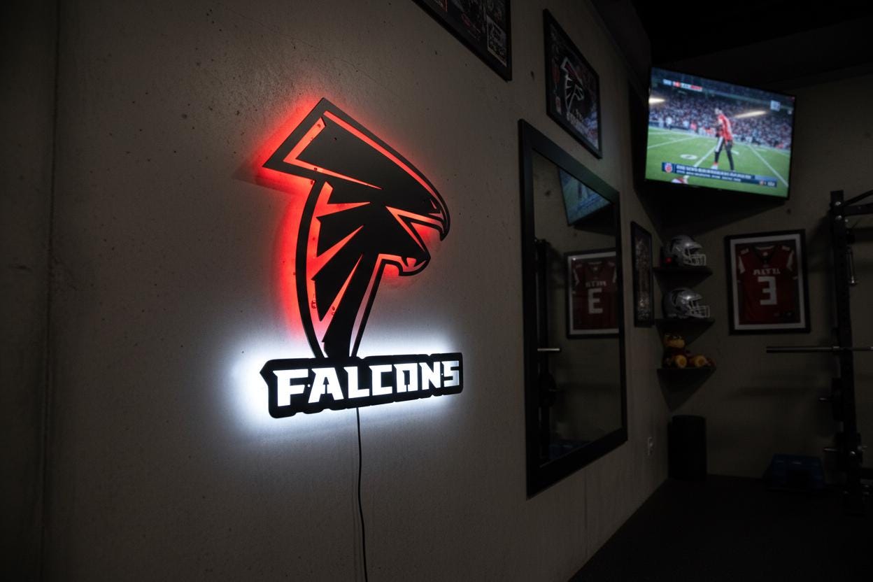 Atlanta Falcons Wall Art - NFL Team Logo Football Man Cave Decor Gift
