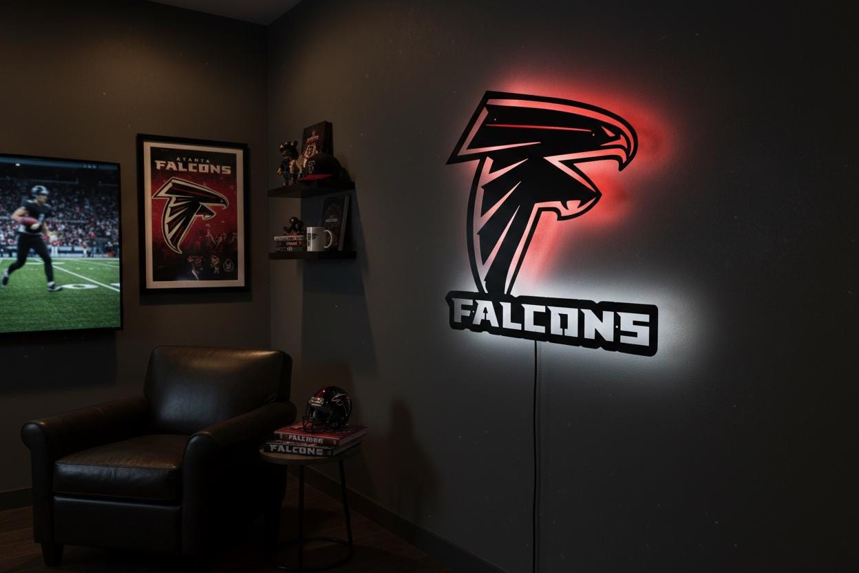 Atlanta Falcons Wall Art - NFL Team Logo Football Man Cave Decor Gift