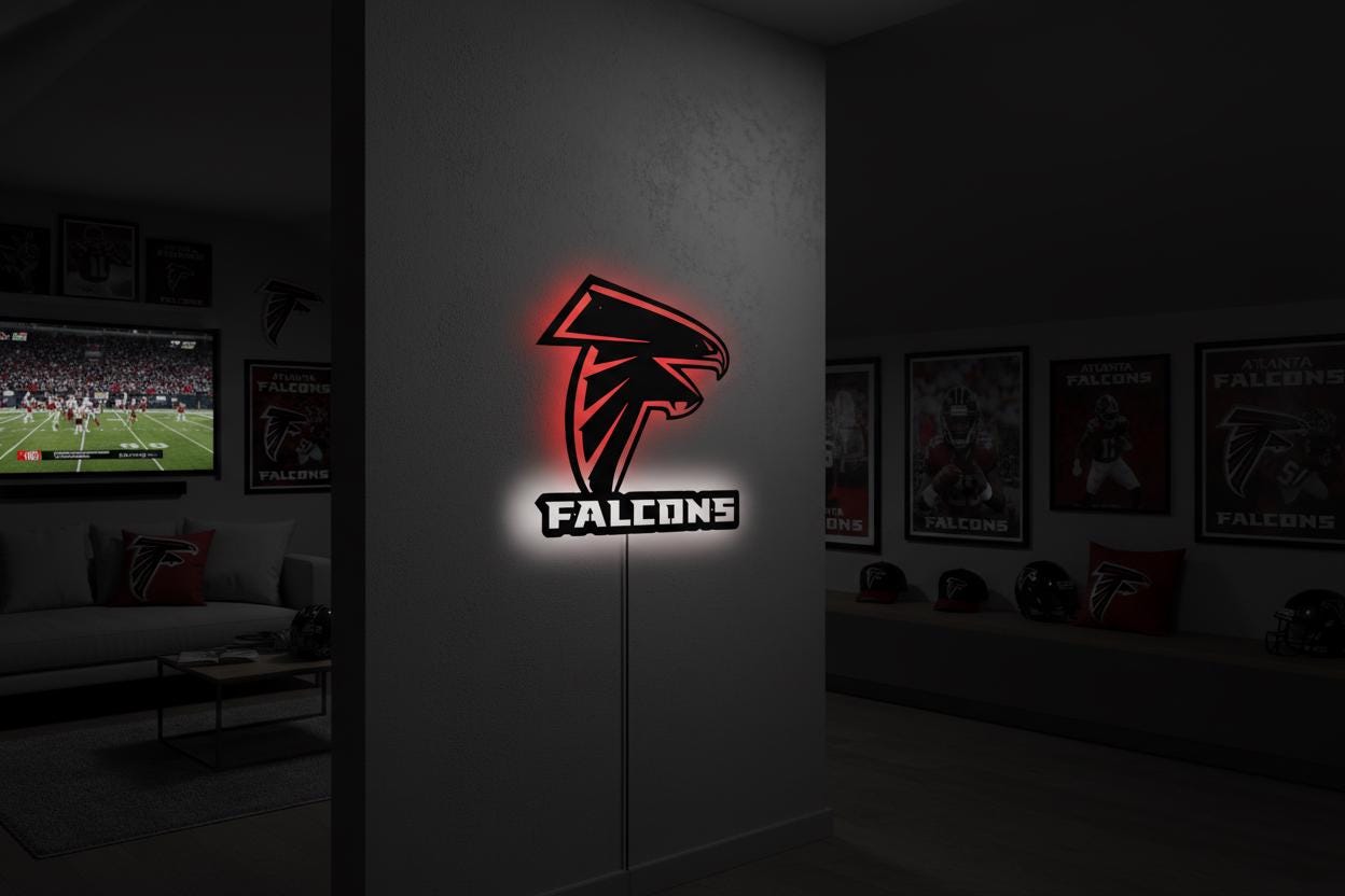 Atlanta Falcons Wall Art - NFL Team Logo Football Man Cave Decor Gift