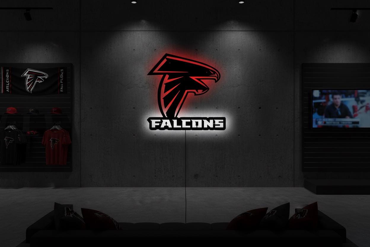 Atlanta Falcons Wall Art - NFL Team Logo Football Man Cave Decor Gift