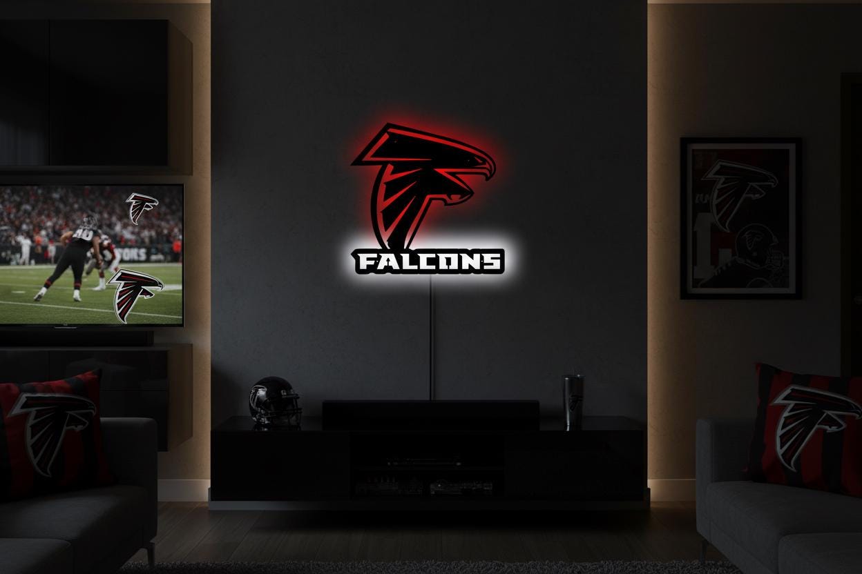 Atlanta Falcons Wall Art - NFL Team Logo Football Man Cave Decor Gift