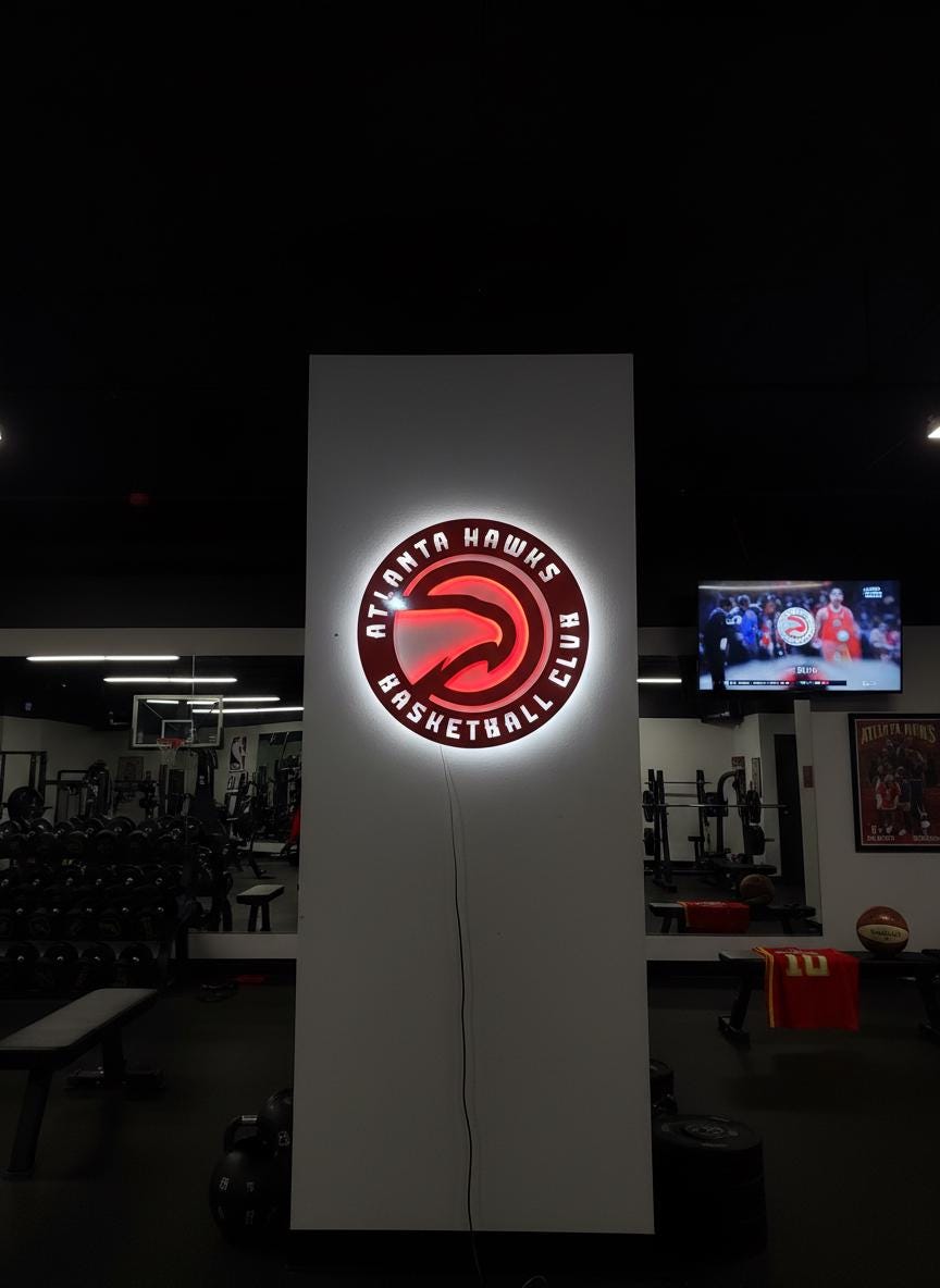 Atlanta Hawks Wall Art - Unique Team Logo NBA Basketball Game Room Decor