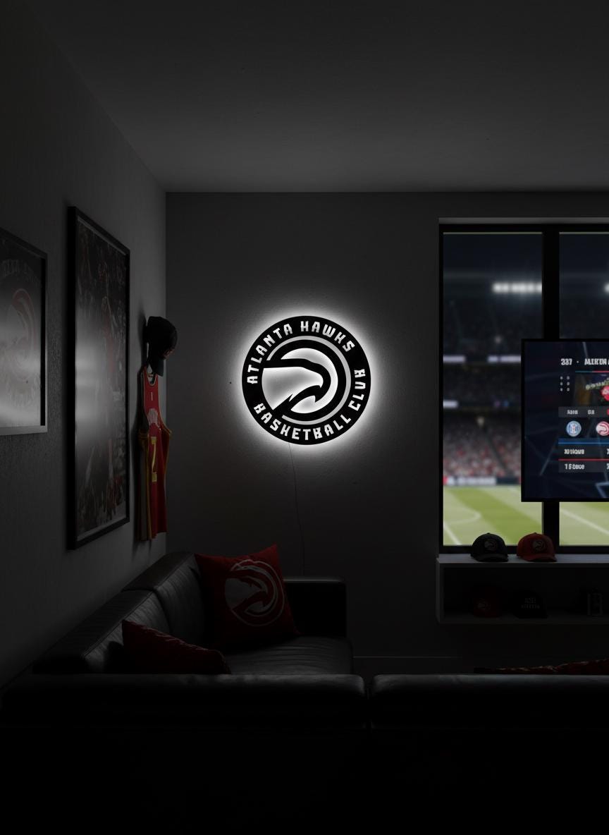 Atlanta Hawks Wall Art - Unique Team Logo NBA Basketball Game Room Decor