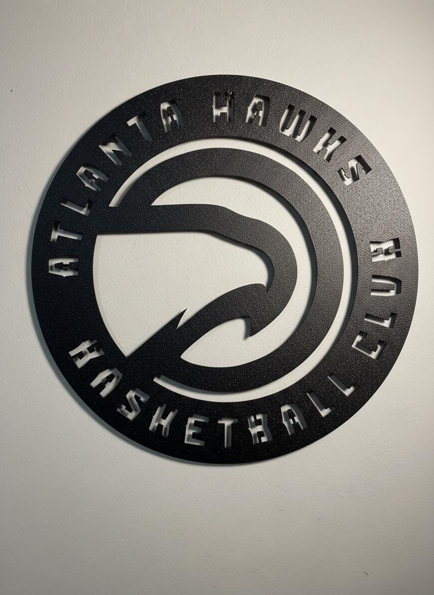 Atlanta Hawks Wall Art - Unique Team Logo NBA Basketball Game Room Decor