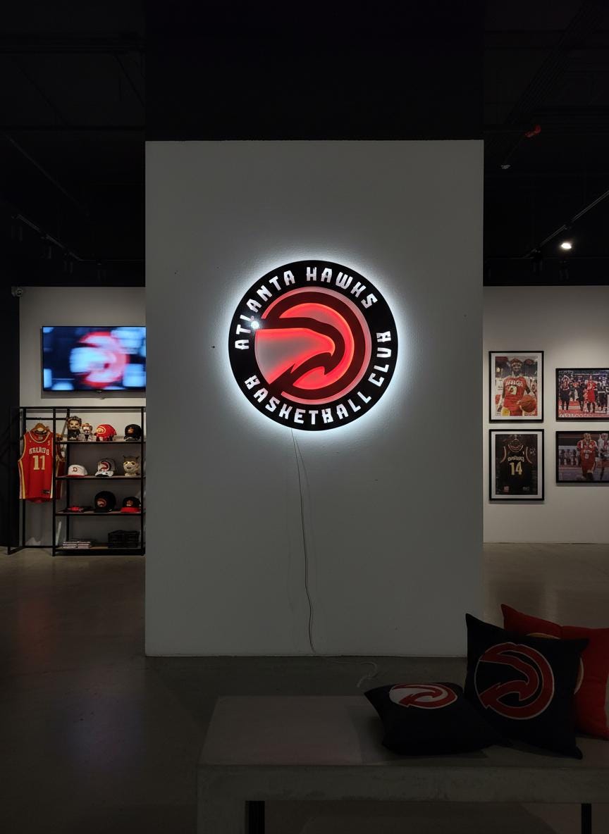 Atlanta Hawks Wall Art - Unique Team Logo NBA Basketball Game Room Decor