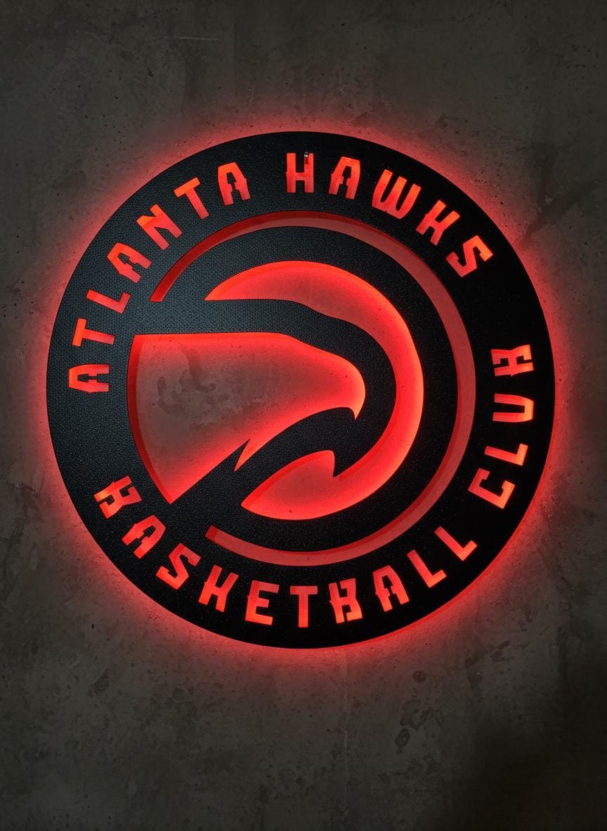 Atlanta Hawks Wall Art - Unique Team Logo NBA Basketball Game Room Decor