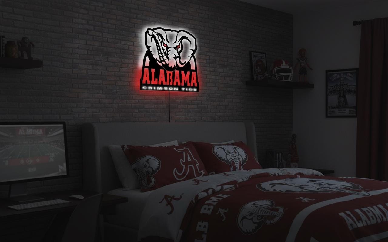 Alabama Crimson Tide Wall Art - University Logo Game Room Decor & Gift